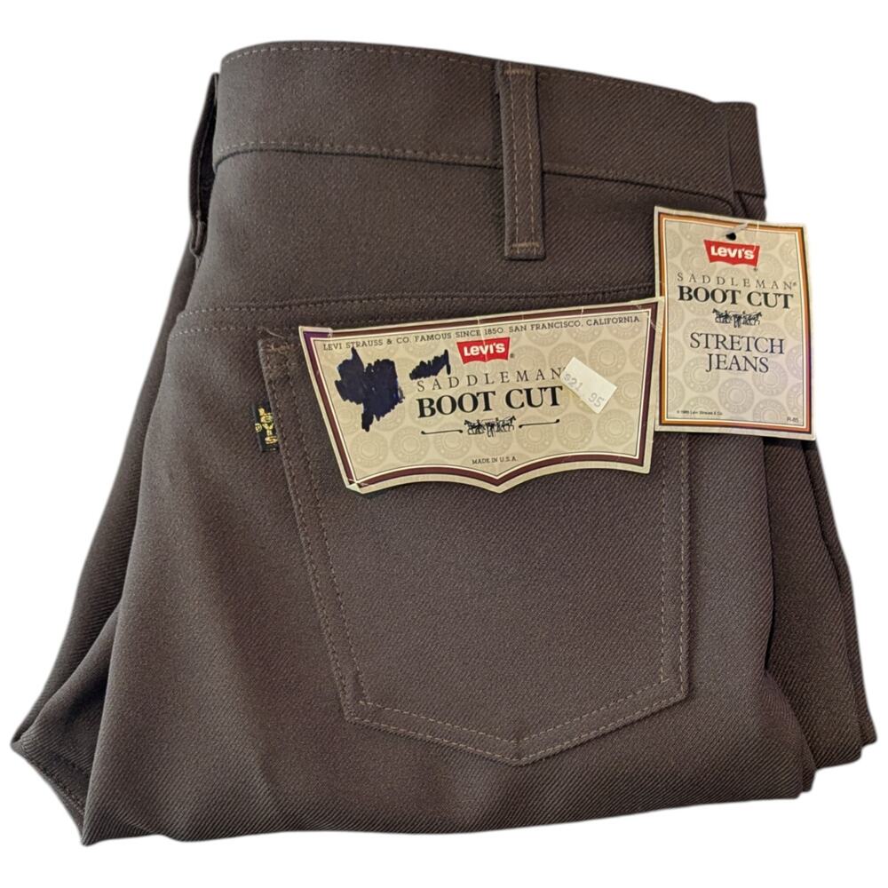 Deadstock Saddleman Levis 517 USA Boot Cut Polyester Pants Brown 35x30